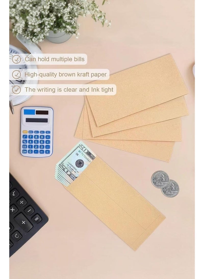 Fuwddy 20Pcs Natural Kraft Paper Envelopes 6.9"x4.3" - Vintage Self-Adhesive Clasp Envelopes for Cash, Gift Cards & Letters | Peel and Seal Closure for Budgeting, Wedding Favors, Office Stationery - Image 2